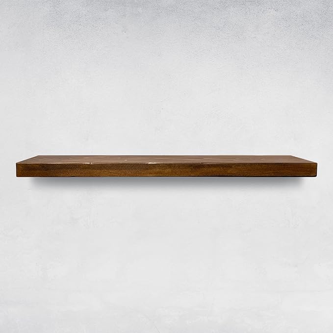 URBANDI, Rustic Floating Shelves, Set of 2, Hidden Bracket, Solid Wood, Heavy Duty, Wall Mounted Shelves, (Provincial, 36Wx8D)