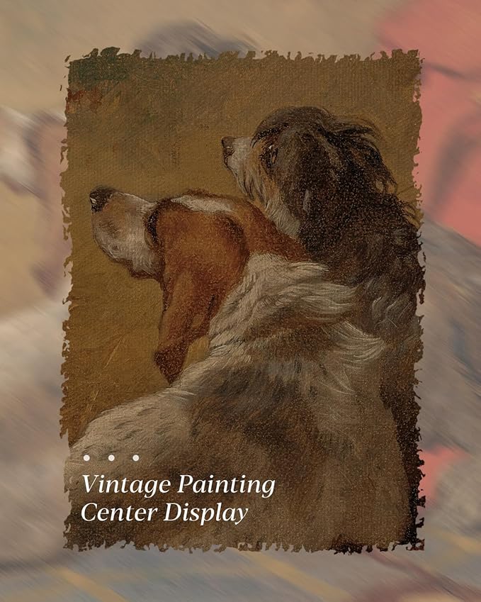 HUARCEY Gold Framed Vintage Wall Art for Living Room Dogs Oil Painting Wall Decor– Cozy Pet-Themed Aesthetic Room Decor for Bedroom Prints Study Classic Animal Artwork Gift for Dog Lovers 8"x10"