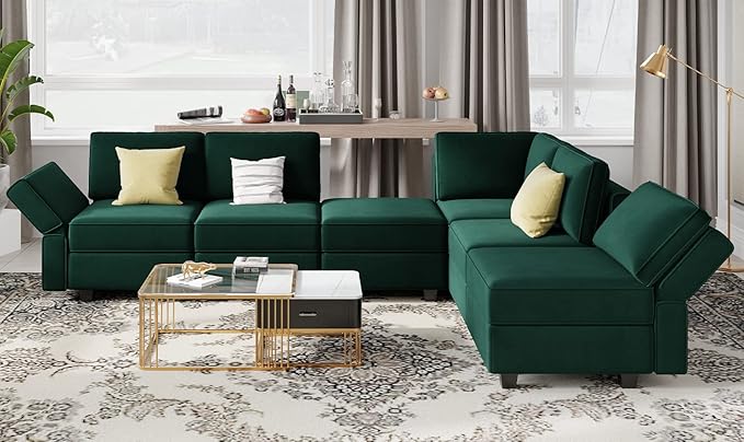 Belffin Modular Sofa Armrest Backrest Module for Modular Sectional Sofa Couch Side Armrest, Backrest Velvet Green