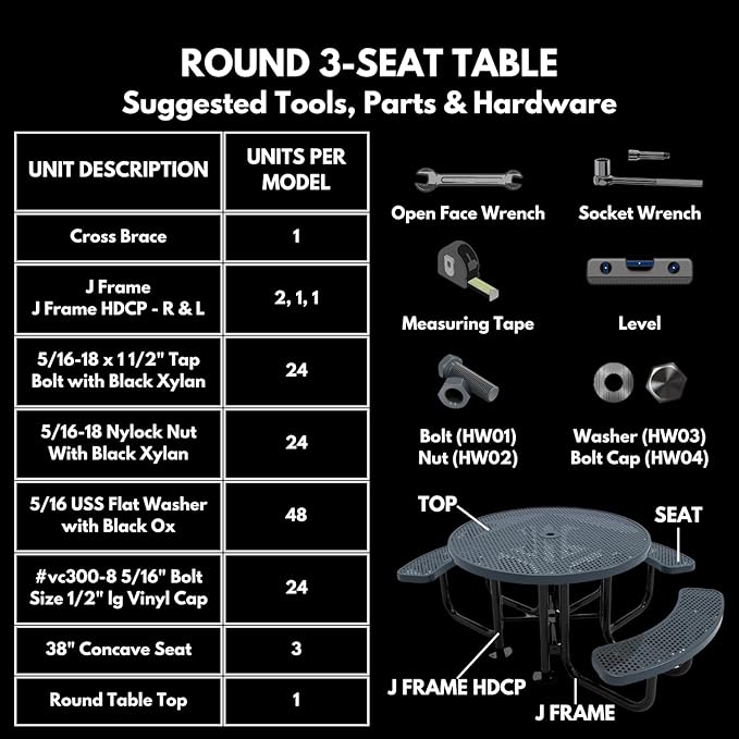 Heavy-Duty Portable Outdoor Picnic Table with Umbrella Hole, Expanded Metal Patio Dining Furniture Made in America (46" Round Top, Textured Green)