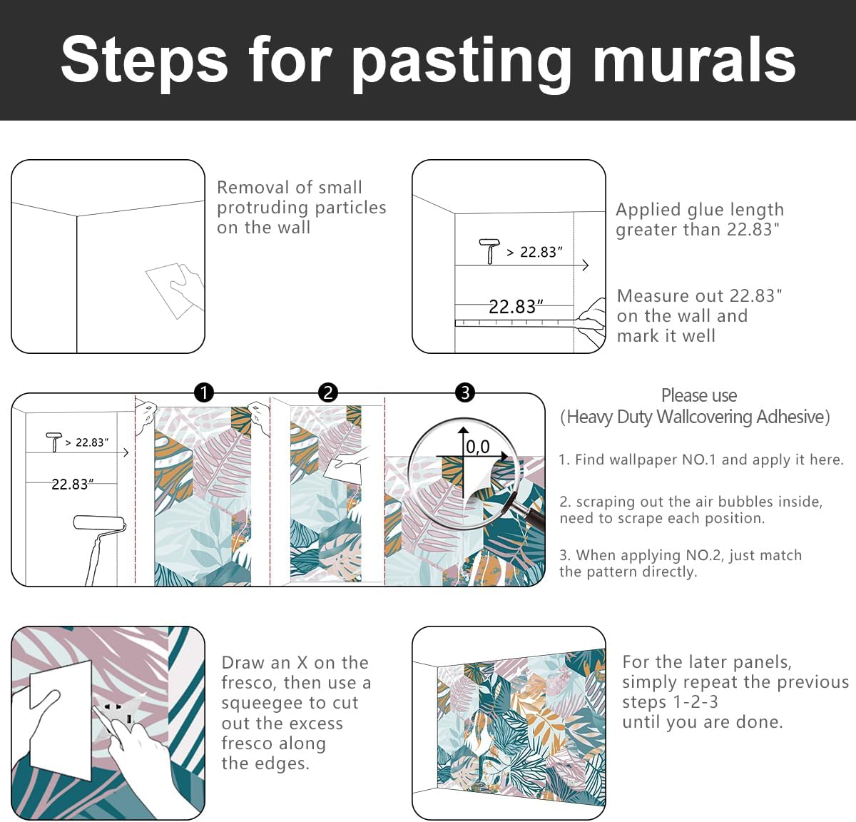 -Abstract Geometry Botanical Banana Leaf Fabric Wallpaper Living Room Bedroom Bathroom Tropical Plant Leaf Large Wall Mural- 137"x96"（ not Peel and Stick）