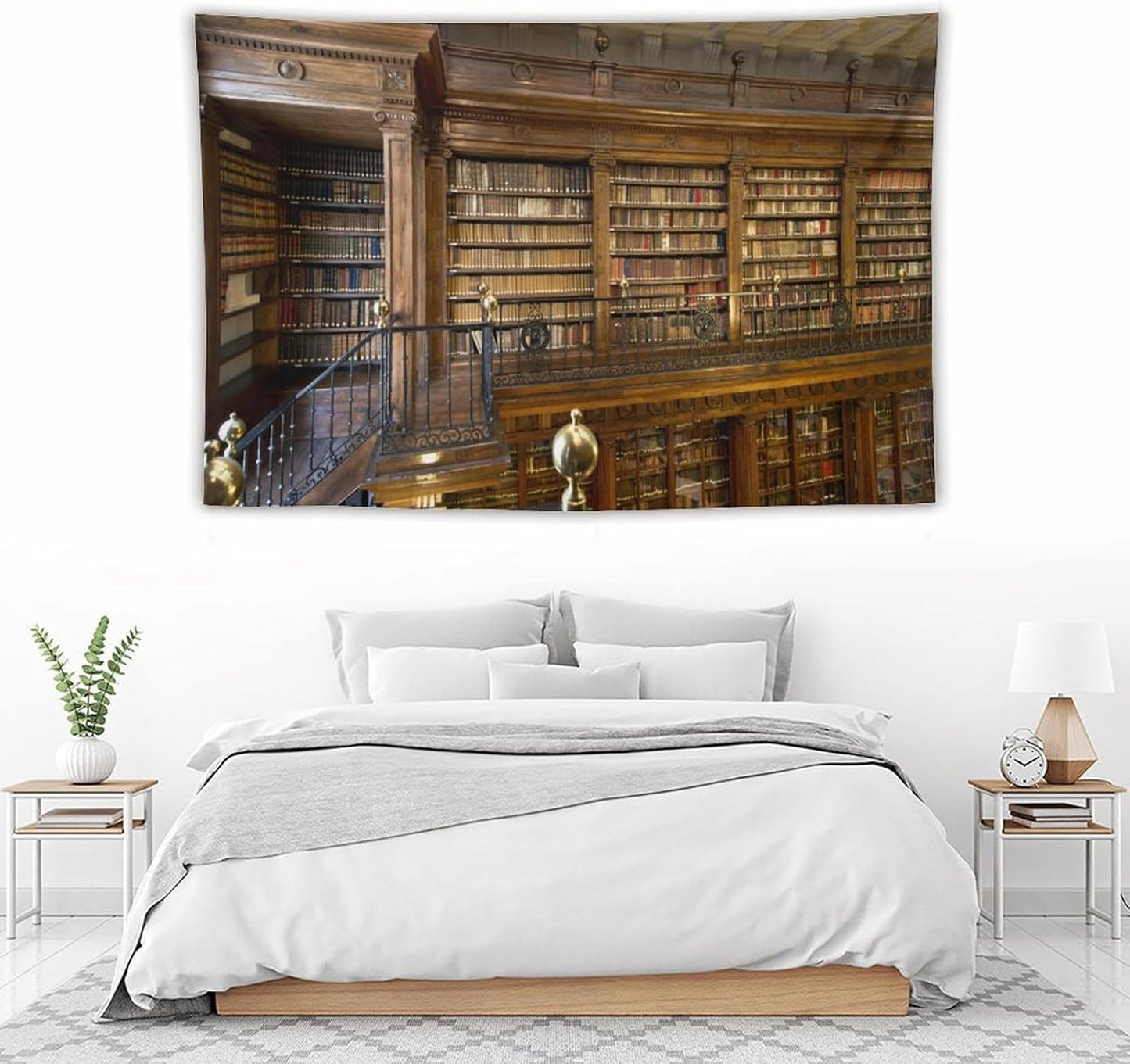 Kurtect Library Tapestry,Vintage Medieval Antique Bookshelf Bookcase Pattern Print Tapestries for Party Beach Picnic Blankets Tablecloths Living Room Wall Deocr, 40x60 in
