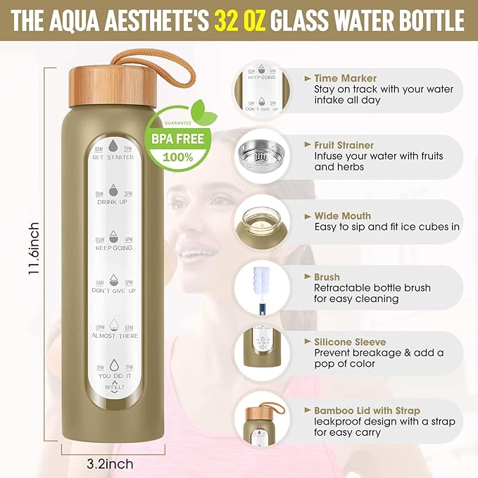Aqulea Glass Water Bottle - Thumbnail 4