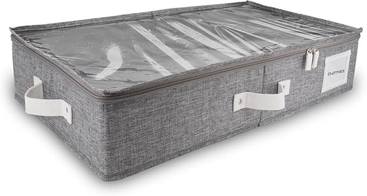 HOMELUX THEORY 1pc Under Bed Storage Containers, Bedroom Under the Bed Drawer Storage Organizer with Bins and Lids, Large Underbed Clothes Storage Box Ideal for Blanket, Fabric, & Shoes (LightGray)