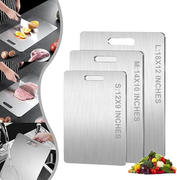 Titanium Cutting Board, 100% Pure Titanium Cutting Boards for Kitchen, Double Sided Food-Grade Chopping Board - Dishwasher Safe Easy to Clean (18"L x 12"W)