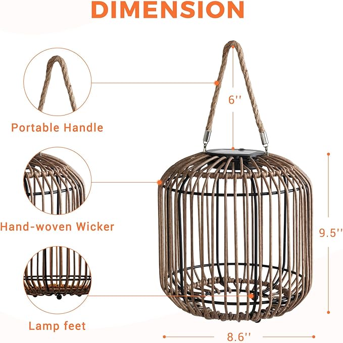 Solar Yard 2-Pack Outdoor Solar Lamp, Water-Resistant Lights for Outside Hanging Lantern Table Lamp Lights Decoration for Garden, Yard, Patio, Porch, Trees, Pathway, Natural
