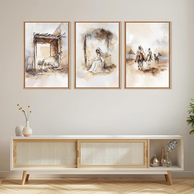 HPINUB Jesus Easter Framed Canvas Wall Art Set,Large Religious Christian Bible Verse Wall Decor,Resurrection Sunday Artwork for Living Room,Church Christian Easter Gift-16"x24"x3