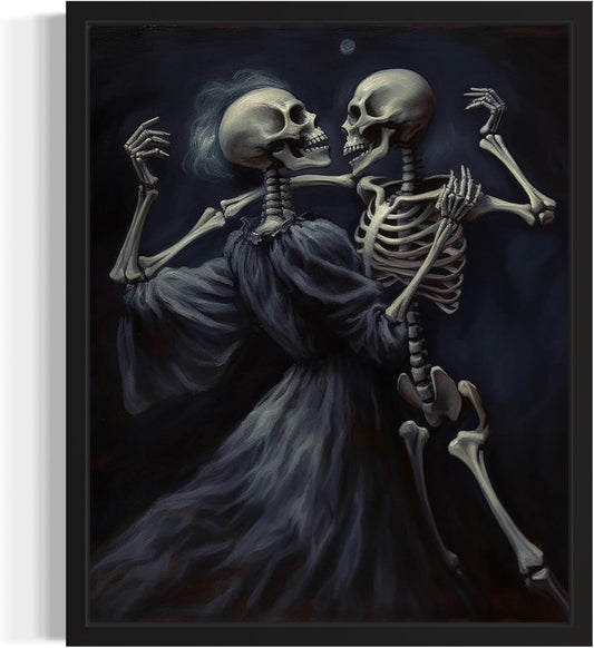 Dancing Skeleton Poster Art Print, Halloween Scary Vintage Wall Art Academia Spooky Painting Decoration for Horror Prints, Gothic Posters Bedroom Decor 89 (Dancing Skeleton, 8 x 10 inches, Unframed)