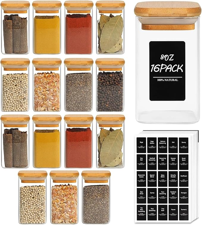 ComSaf Spice Jars with Labels 8 oz 16Pack - Thumbnail 5