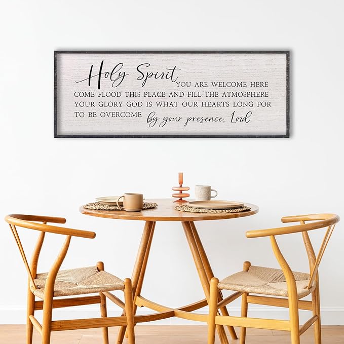 LuZhiQiang Holy Spirit You are Welcome Here Wall Decor 40"X15" Quote Christian Bible Verse Scripture Religious Art Wall Sign (Black)