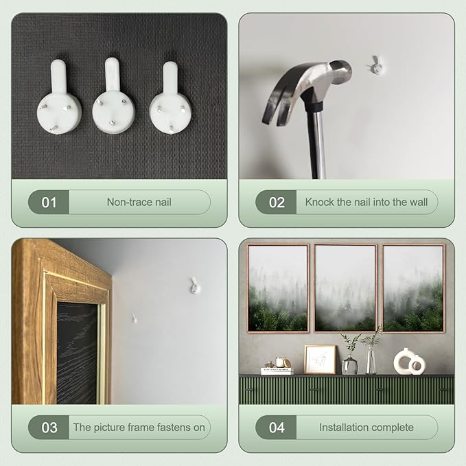 HPINUB Misty Green Forest Framed Canvas Wall Art Set, Nature Scenery Modern Wall Decor, Foggy Mountain Wall Painting, Woodland Landscape Nursery Art Print for Living Room, Bedroom, Office - 16"x24"x3