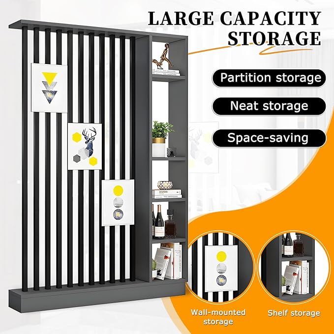 Wall Room Divider,Freestanding Room Divider with Shelves,Wood Room Divider Screen with Storage Cabinet, Wall Divider for Room Separation, for Home Office Decorative J 47.2×9.4×78.7in