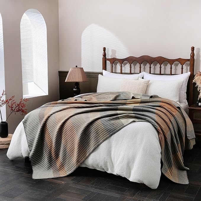 YOUR MOON Pure Merino Wool Queen Size Bed Blanket, 100% Australian Natural Wool, Washable, Hypoallergenic - Non-Itchy (Brownish Blue, 90 * 90)