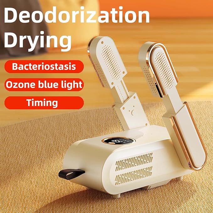 Shoe Dryer, Quick Drying Cleat Dryer with Smart Timer, Safe Shoe Deodorizer with Digital Display, Portable Foldable Boot Warmers for Home, Travel, Skiing and Holiday Gifts
