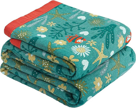 Boho Throw Blanket 80''x90'',100% Cotton Blankets for Couch Bed,Cotton Quilt Travel Muslin Blankets Farmhouse Home Decor Soft Lightweight Picnic Blanket