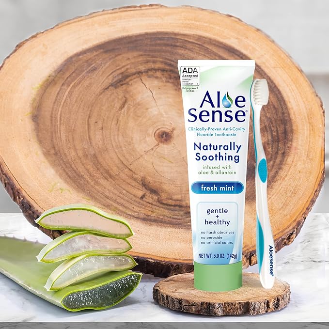 Naturally Soothing Toothpaste for Sensitive Teeth and Gum Care with Aloe Vera, Allantoin & Fresh Mint Flavor, Gentle & Natural, ADA Approved (5-oz, 6 Count)