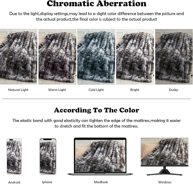 NEWCOSPLAY Faux Fur Twin Blanket Tie-dye Grey Luxury Fluffy Thick Warm Bubble Blanket for Couch Sofa Bed 700GSM (Tie-dye Grey, Twin(60"x80"))