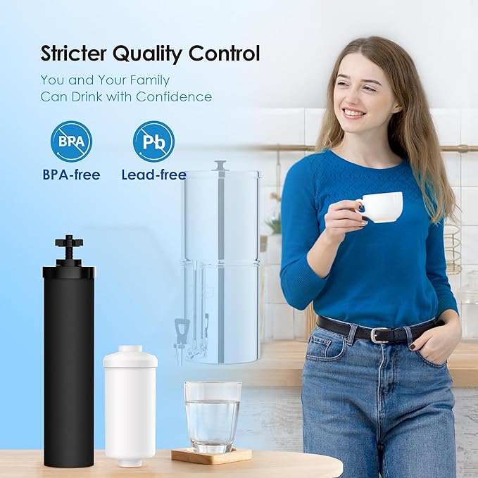 Waterdrop NSF/ANSI 42&372 Standard Gravity Water Filter, Replacement for Berkey® BB9-2® Black Filters & PF-2® Fluoride Filters, Berkey® Gravity Water Filter System and Waterdrop King Tank Series