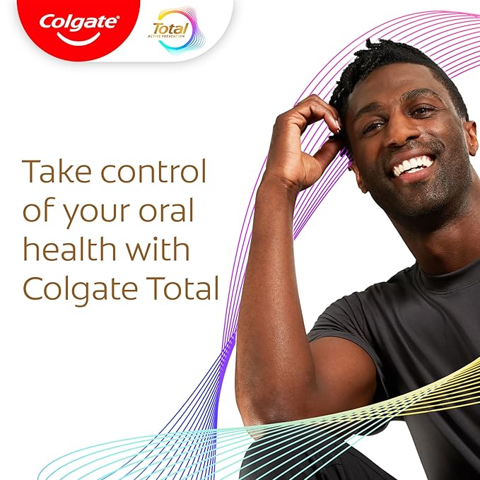 Colgate Total Active Prevention Whitening Gel Toothpaste with Fluoride, Bulk with Clinically Proven Formula That Fights Plaque Bacteria, Mint, 4 Pack, 5.1 oz