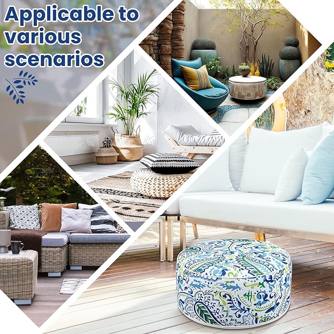 1 Pack Outdoor Inflatable Ottoman Waterproof Inflatable Pouf Foot Rest with Handle D21 x H9 Portable Outdoor Foot Rest for Patio Garden Camping or Home