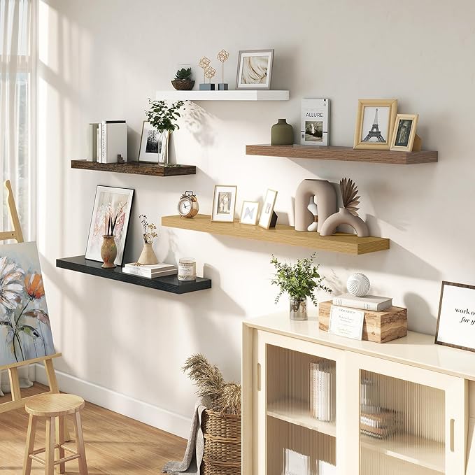 55 Inches Floating Shelves for Wall, 9.3" Deep Long Floating Shelves Set of 1, Large Display & Storage Shelf, Wall Shelf for Bathroom Bedroom Living Room Kitchen Office, Black