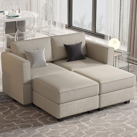 Belffin Modular Sectional Sofa with Reversible Chaise L Shaped Couch with Ottoman Modular Sofa Couch with Storage Grey