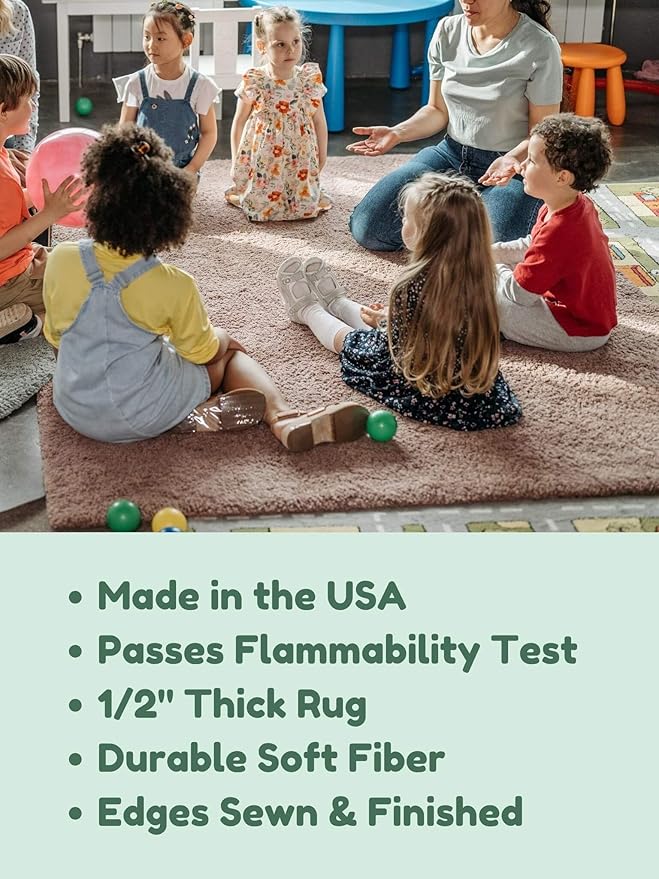 KOECKRITZ Soft and Colorful Kids Classroom Area Rugs (Passes Flammability Pill Test) Many Sizes and Bright Colors to Select from (10' x 10', Froggy)