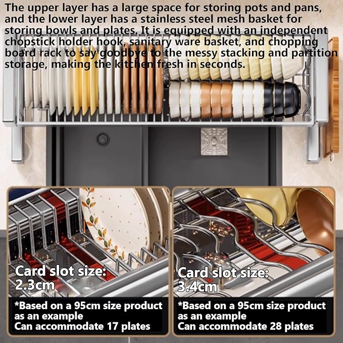 Kitchen Sink Rack Sink Above The Dish Drain Dish Washing Rack Stainless Steel Multifunctional Dish Storage Rack,Over The Sink Drying Rack for Dishes(2,95cm/37.4in)