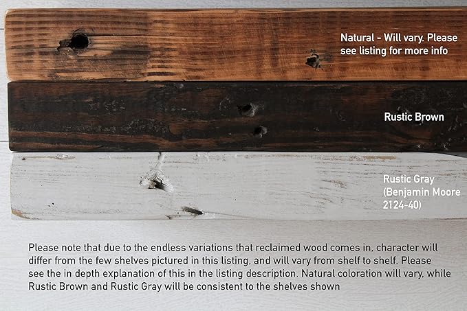 Urban Legacy Reclaimed Barn Joist Deep Floating Shelves | Deep Shelves with Low Profile Shelf Bracket with High Weight Capacity, Set of 2 (36" x 11" x 2.5", Rustic Brown)