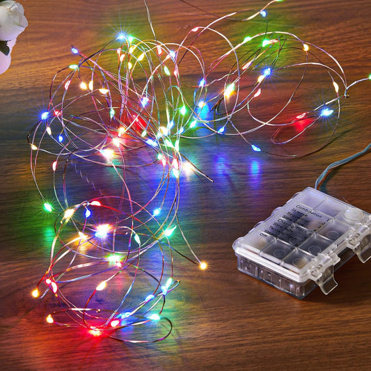 2 Pack 16.4 Ft. Battery Operated Outdoor String Lights with Remote & Timer, LED Multi Color Fairy Lights, Waterproof Twinkle Lights for Bedroom, Dorm, Mason Jar, Wedding, Party, Christmas