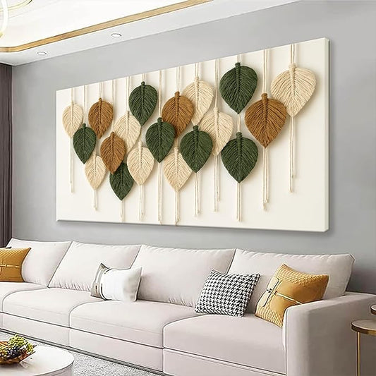 Boho Wall Art Chic Home Wall Art Modern Bohemian Feather Canvas Wall Art Decor For Apartment Dorm Living Room Bedroom Nursery Backdrop 20"W X 40"L Ready To Hanging