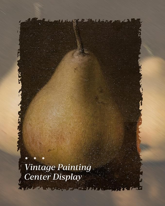 HUARCEY Gold Framed Vintage Wall Art for Living Room, Pear Fruits Painting Prints Shelf Decor for Kitchen, Aesthetic Bedroom Wall Art Decor, Christmas Gift for Friends or Family (Two Pears 16"x24")