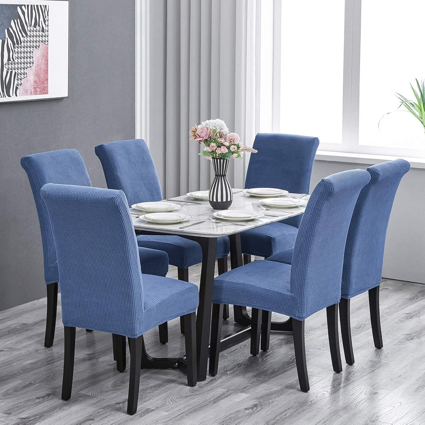 Howhic Stretch Chair Covers for Dining Room Set of 2, Removable Washable Dining Room Chair Covers, Dining Chair Slipcovers Seat Protector, Great for Home and Banquet Deecor (Periwinkle Blue, 2 Pack)