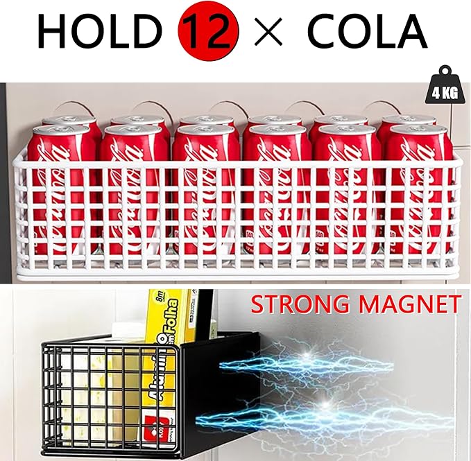 Magnetic Basket Magnetic Fridge Organizer Magnetic Pencil Holder Whiteboard Accessories Home Kitchen Organization (Black-High)