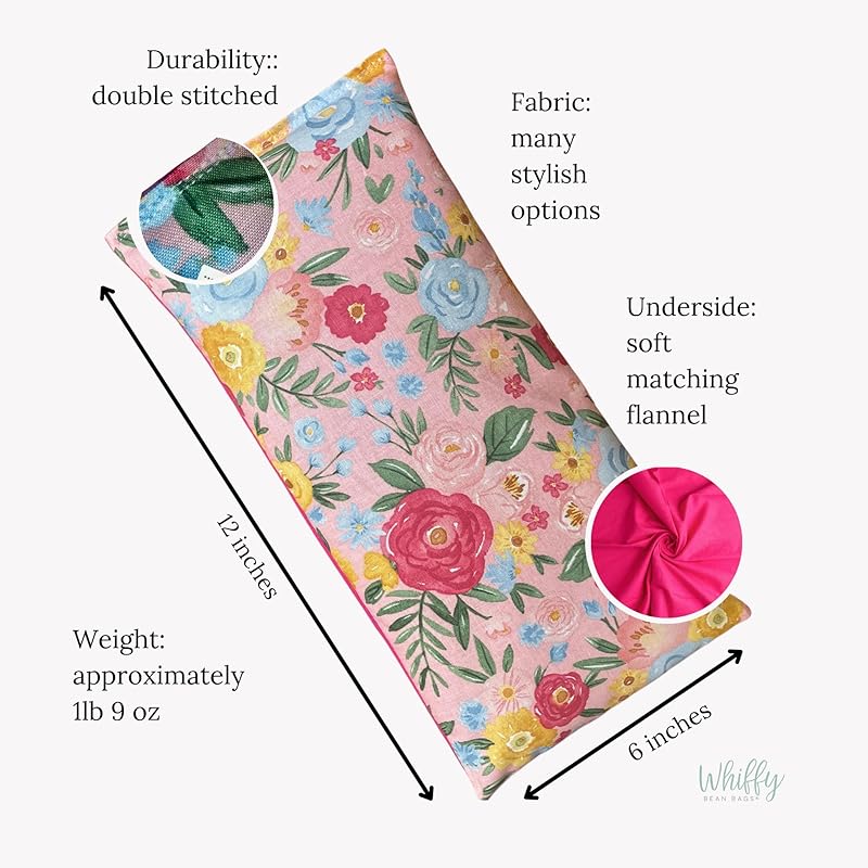 Large Microwave Heating Pad with Flax Seed, Scented or Unscented, Good For Back Pain or Cramps, Moist Heat Therapy or Ice Pack, Microwavable Bean Bag, 6" x 12" (Patchwork, Peppermint)