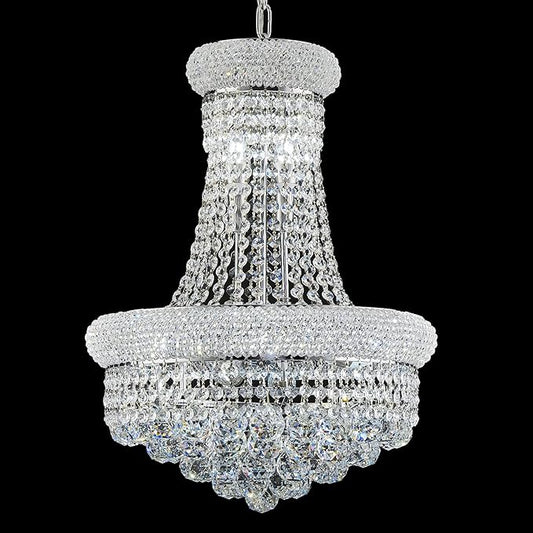 10 - Light Unique Empire Crystal Chandelier for Dining Room Foyer Entryway Living Room Bedroom Chrome Finish