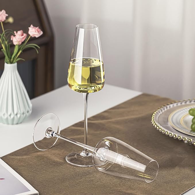 Champagne Flutes Glass Set of 2, Crystal Champagne Glasses 9OZ/ 270ML, Hand Blown Mimosa Glasses, Unique Champagne Gift for Wedding, Engagement Gift
