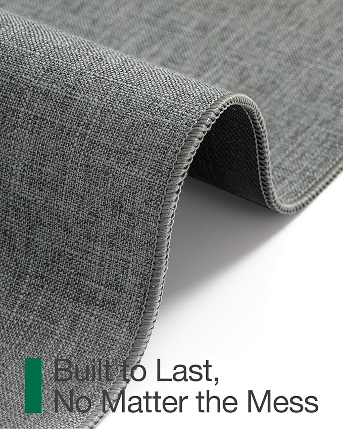 LUMI Ultra Thin Door Mat for Entryway, Low Profile Non Slip Rubber Backing Indoor Doormat, Easy Clean Welcome Entrance Mat for Inside House, Patio, Greenish Grey 17"x30"