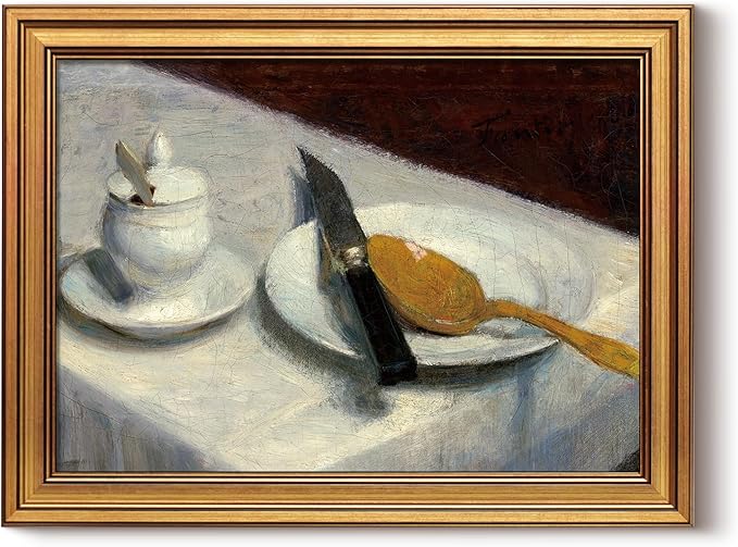 HUARCEY Gold Framed Vintage Wall Art for Living Room, Still Life Painting Prints Shelf Decor for Kitchen, Aesthetic Bedroom Wall Art, Best Gifts for Friends or Family - Before Meals 16L x 12W