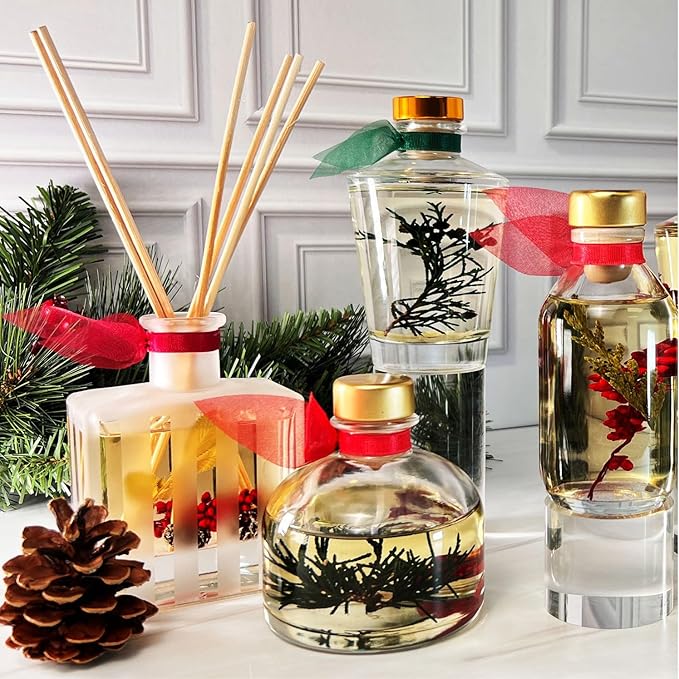 LOVSPA Reed Diffuser Set, Baltic Amber Scented Oil Diffuser with Sticks, Home Fragrance Accessories for Bathroom Shelf Decor, Aroma Diffusers for Home or Office Fall Decor, USA Made