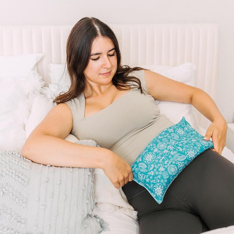 Large Microwave Heating Pad with Flax Seed, Scented or Unscented, Good For Back Pain or Cramps, Moist Heat Therapy or Ice Pack, Microwavable Bean Bag, 6" x 12" (Pink Floral, Lavender & Chamomile)
