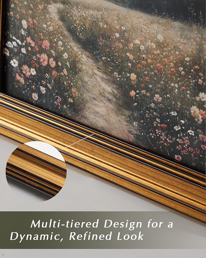 HUARCEY Gold Framed Vintage Wall Art for Living Room, Animals Painting Prints Shelf Decor for Kitchen, Aesthetic Bedroom Wall Art Decor, Christmas Gifts for Friends or Family (Seven Cranes 16"x24")