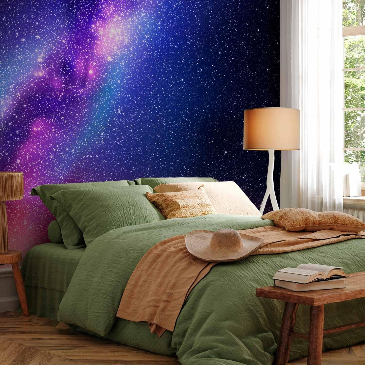 artgeist Wall Mural Galaxy 79x55 in - XXL Non-Woven Wallpaper Fleece Wall Decor Photo Print Picture Image Abstract Space Sky Star Cloud Violet f-C-0487-a-a