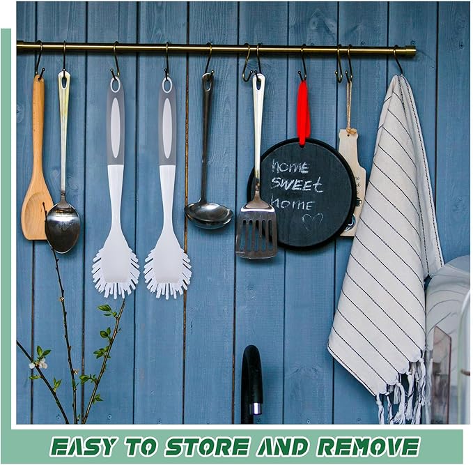 Hsei 20 Pcs Gray Kitchen Scrub Dish Brush Bulk with 11 Inch Handle Cleaning Dish Scrubber with Stiff Bristles Washing Scrub Brushes for Housekeeping for Pots and Pans, Kitchen Sink