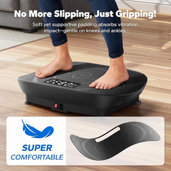 MERACH Slim Vibration Plate Exercise Machine, Vibration Plate for Lymphatic Drainage Weight Loss, Vibrating Plate with Real-Time Calorie Tracking on LED Display, Workout Equipment for Home Women Men