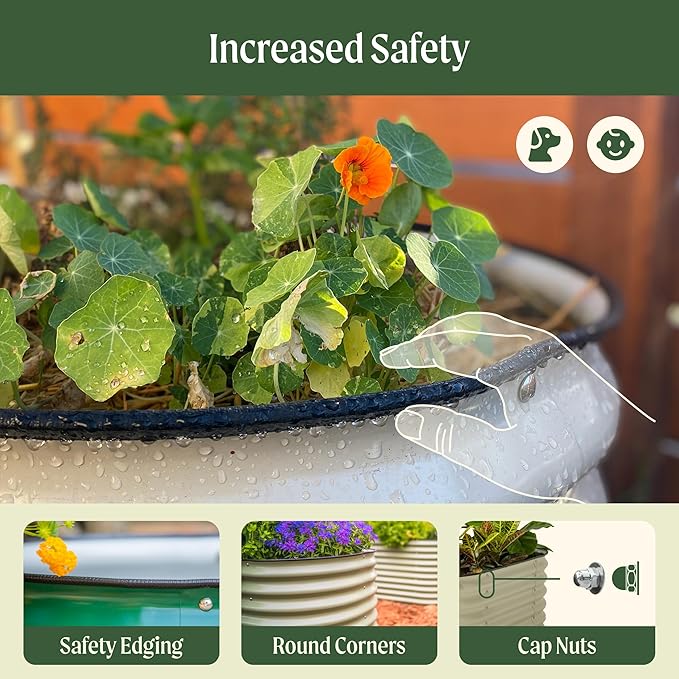 Vego garden 32" Extra Tall Raised Garden Bed Kits, 9 in 1 Modular Raised Planter Box for Vegetables Flowers Fruits Oval Metal Raised Garden-Modern Gray