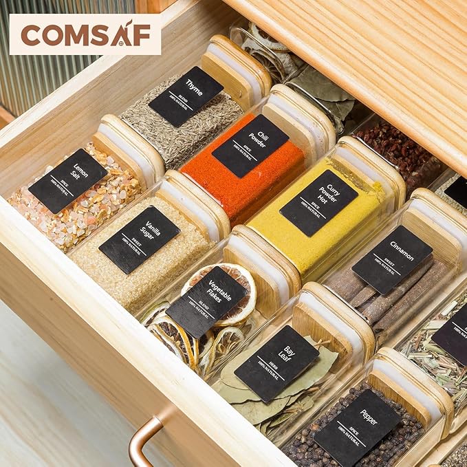 ComSaf Spice Jars with Labels 8 oz 16Pack