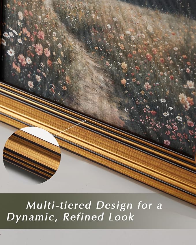 HUARCEY Gold Framed Vintage Wall Art for Living Room, Pear Fruits Painting Prints Shelf Decor for Kitchen, Aesthetic Bedroom Wall Art Decor, Christmas Gift for Friends or Family (Two Pears - 8"x10")