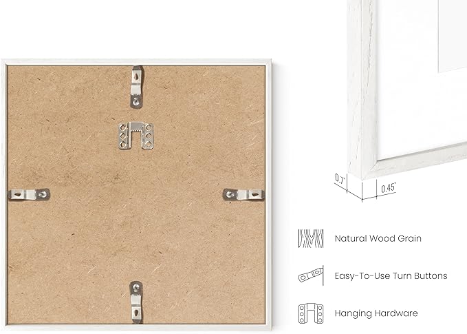 HAUS AND HUES Square Picture Frames 10 x 10 Set of 25 - Photo Gallery Wall Frame Set, Wood Frames With Mat, White Oak