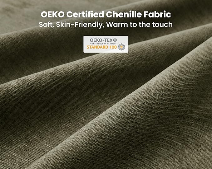 Oversized Modular Sofa, Extra Deep Cloud Chenille Sectional Couch with Ottoman Chaise, Fluffy Chenille 6 Seater Couch Bed for Living Room, Villa (Sofa Bed 6 Seater, Chenille Green)